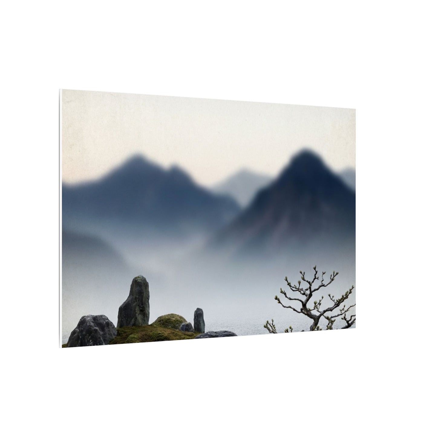 Mountain Mist Karesansui Canvas Art | Contemplative Zen Art