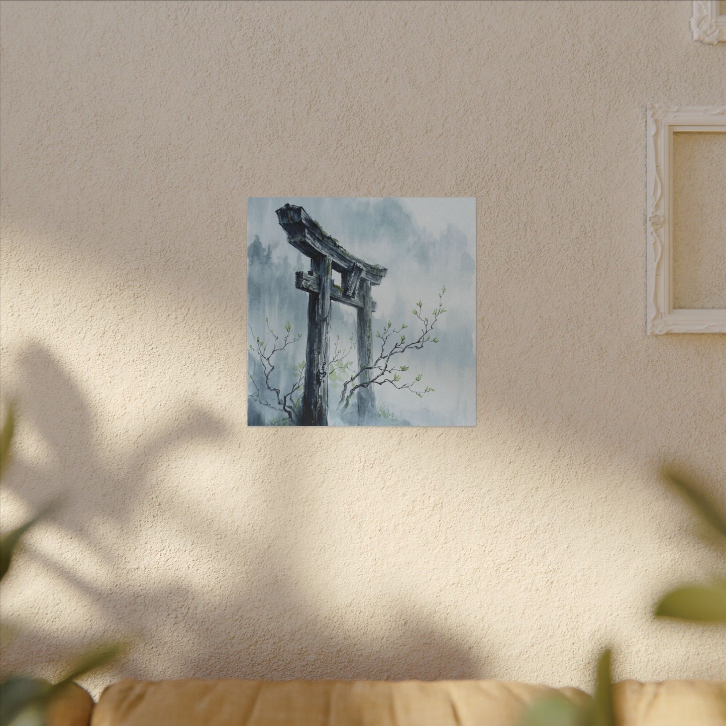 Torii Gate Canvas Art | Spring Zen Sumi E Art
