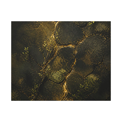 Shibui Cracked Earth Canvas Art - Dark Japandi Dark Texture