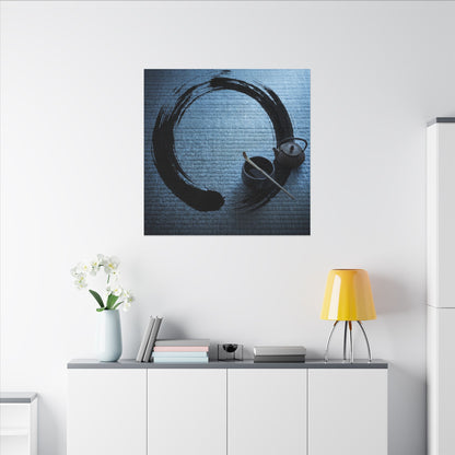 Winter Tea Ceremony Enso Canvas Art | Peaceful Decor
