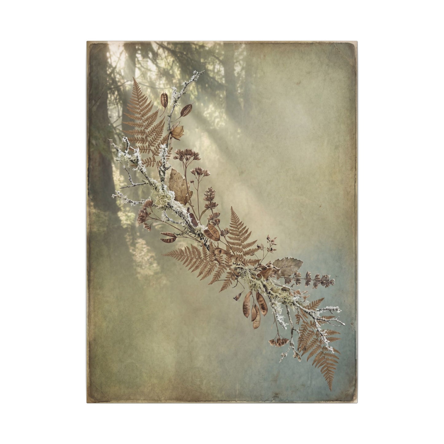 Winter Dried Flowers Forest Whimsy Canvas Art | Earthy Decor
