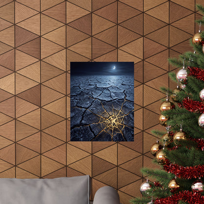 Artful Cracked Earth Wall Art Print - Gold Vein Kintsugi