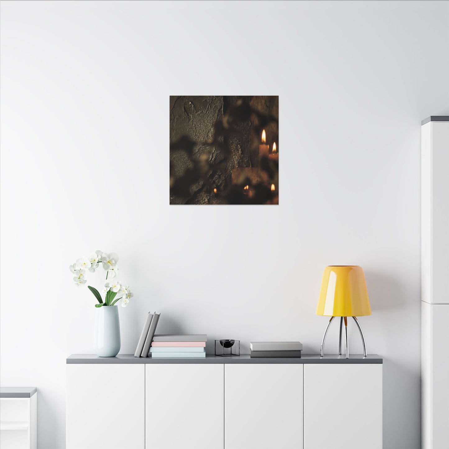 Shadow Play Dark Texture Canvas Art | Moody Dark Japandi Art