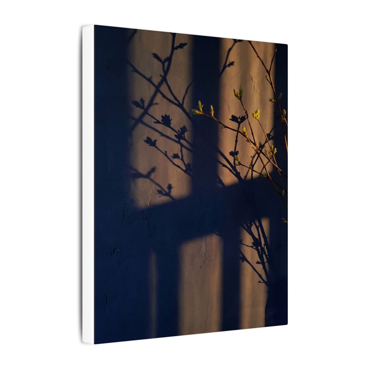 Shadow Play Canvas Art | Spring Dark Japandi Shadow Zen Art