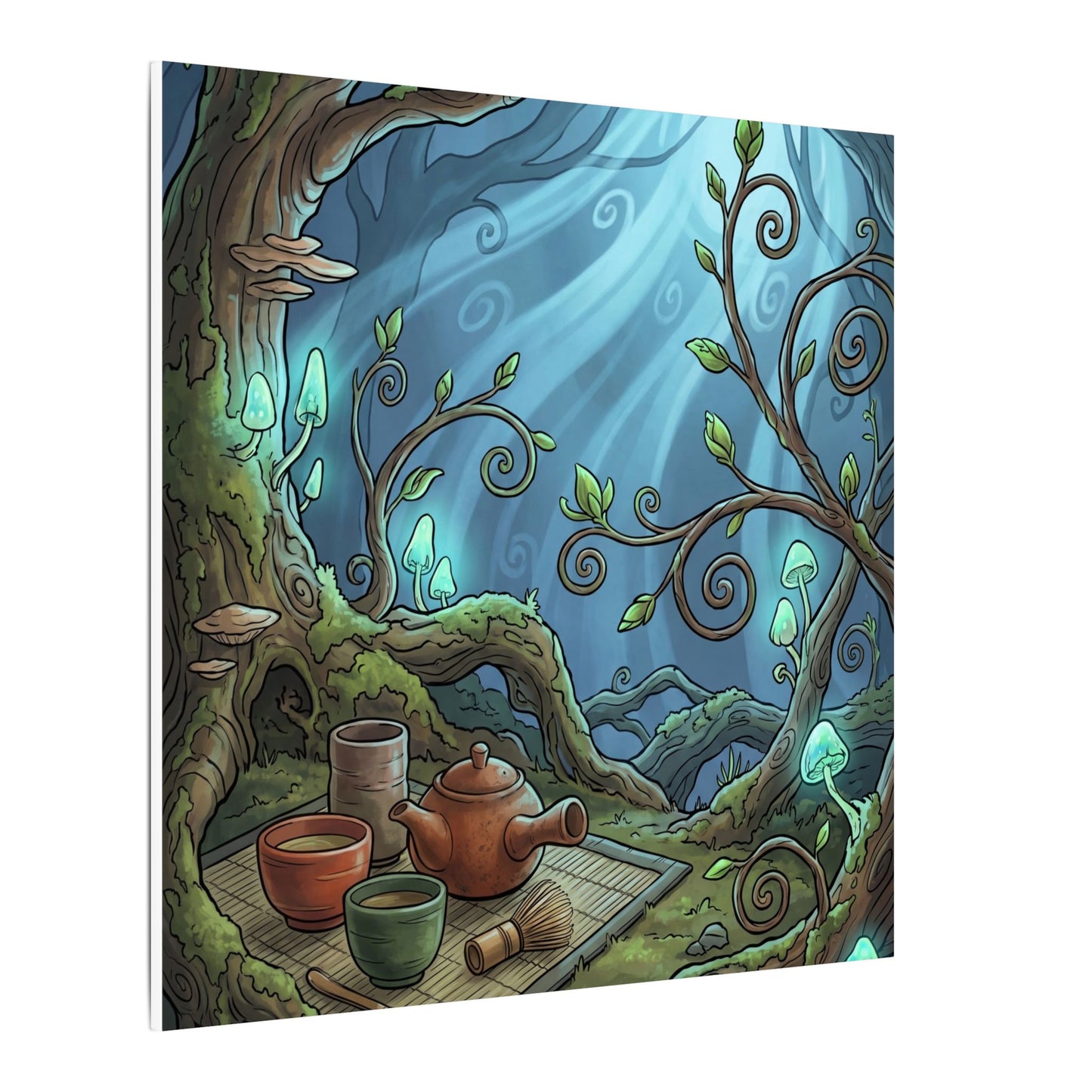Spring Tea Ceremony Forest Whimsy Canvas Art | Cozy Decor