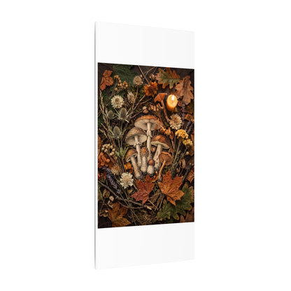 Autumn Dried Flowers Mushroom Illustration Canvas Art | Earthy Decor