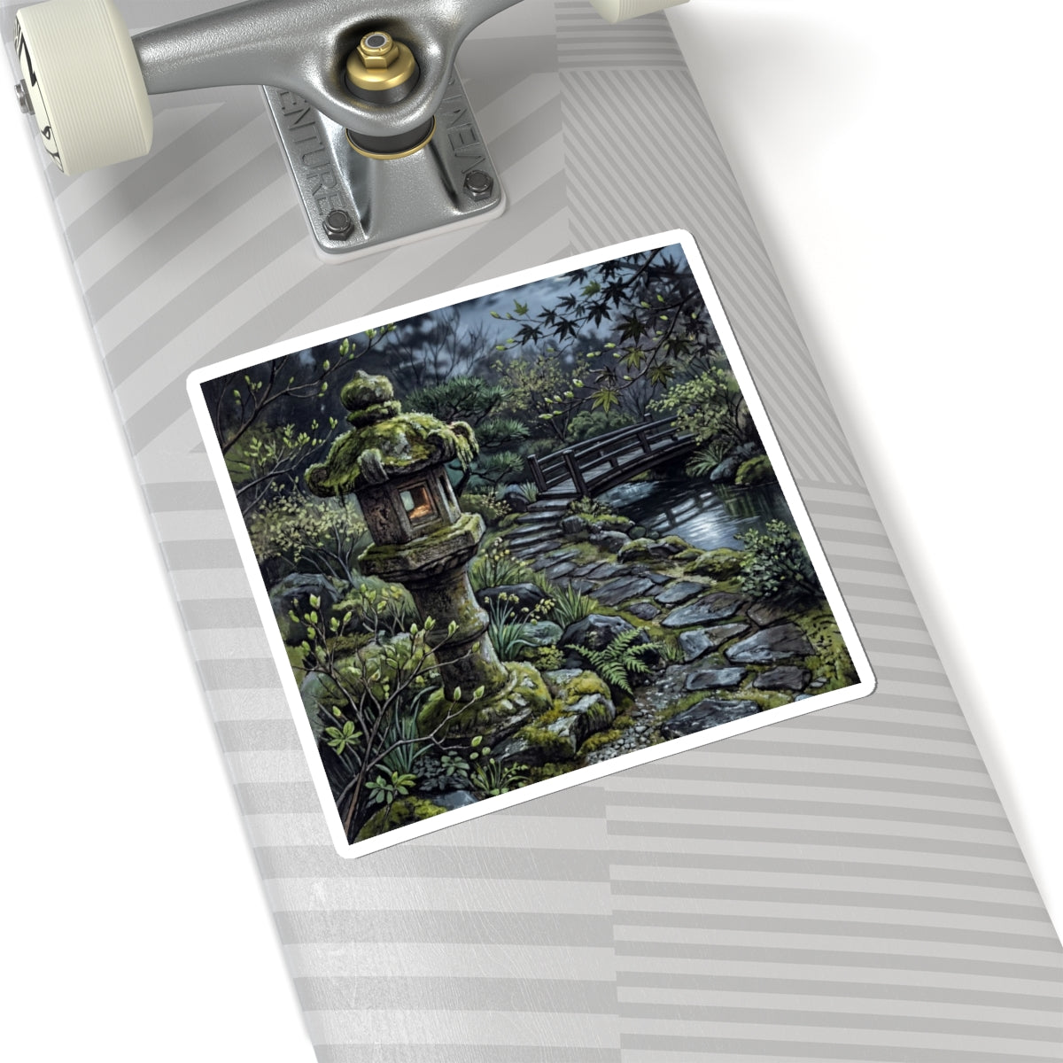 Stone Lantern Texture Sticker | Elegant Japandi Art Art Print