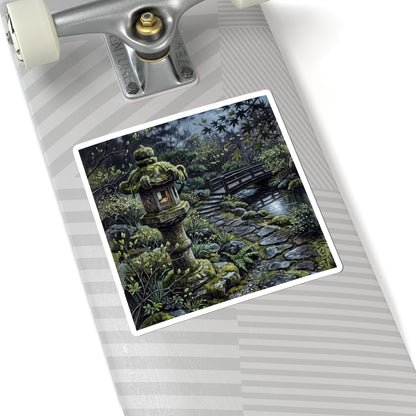 Stone Lantern Texture Sticker | Elegant Japandi Art Art Print