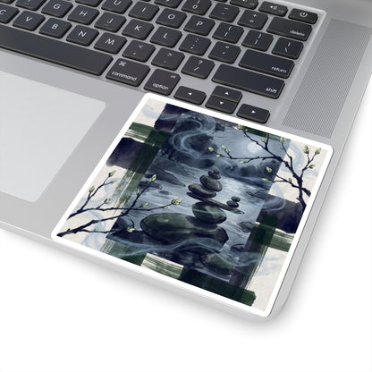 River Stones Spring Sticker | Zen Peaceful Design Art Print