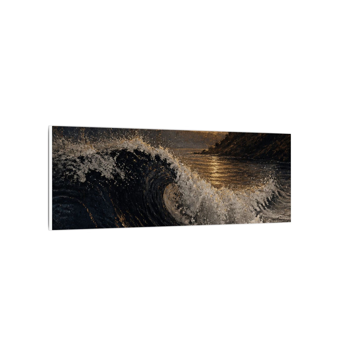 Ocean Wave Dark Texture Canvas Art | Bold Dark Japandi Art