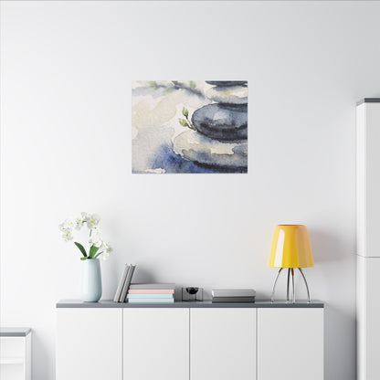 River Stones Watercolor Canvas Art | Cozy Japandi Art
