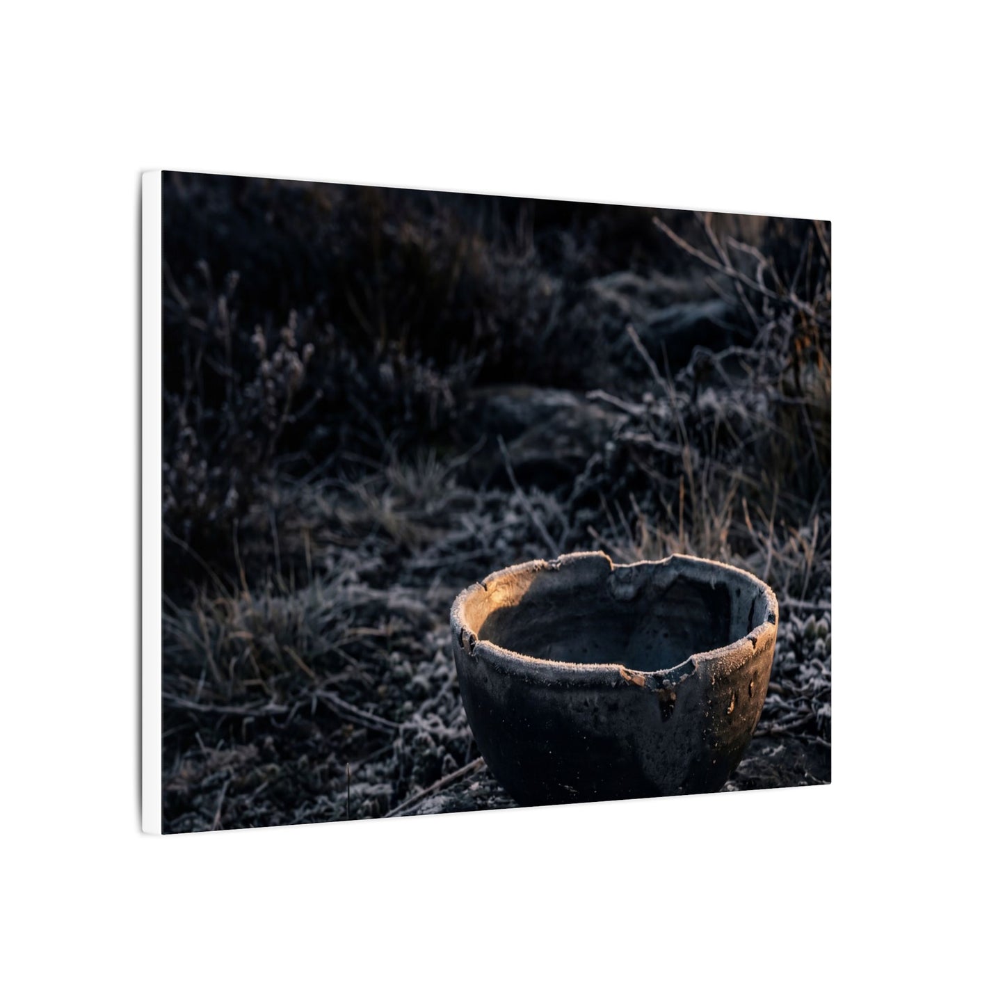 Kanso Ceramic Bowl Canvas Art - Dark Japandi Dark Texture