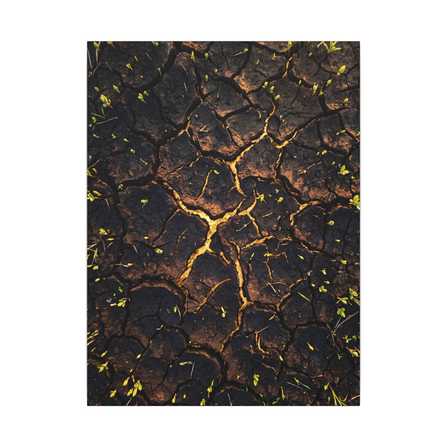 Cracked Earth Moody Minimal Canvas Art | Sophisticated Dark Japandi Art