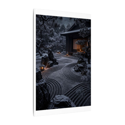 Candlelight Rock Garden Canvas Art - Dark Japandi Fukinsei