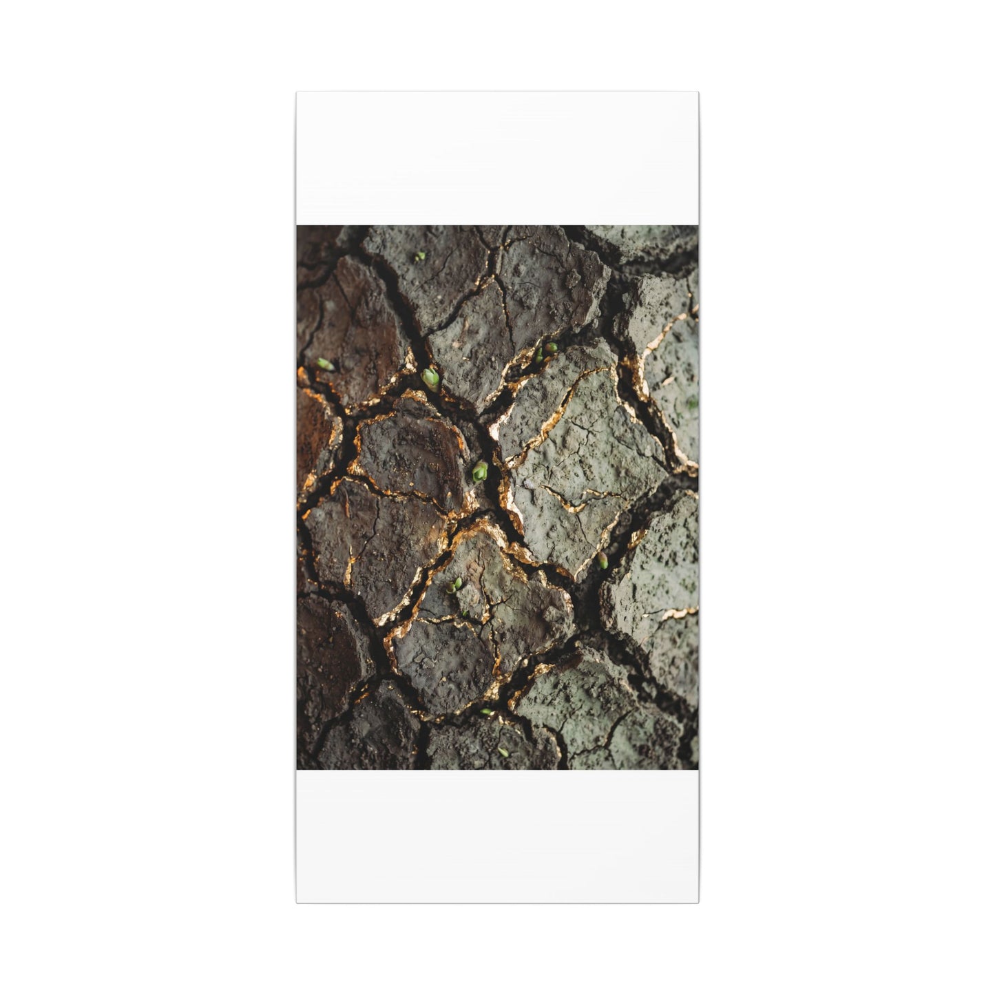 Earthy Cracked Earth Canvas Art - Japanese Pattern Japandi