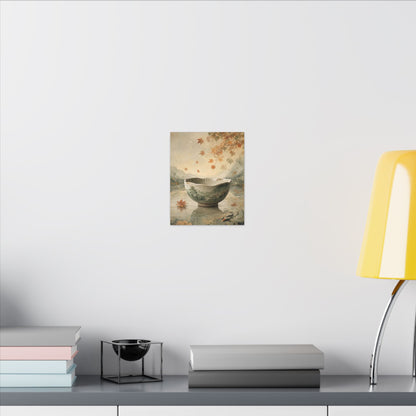 Autumn Ceramic Bowl Watercolor Canvas Art | Cozy Decor