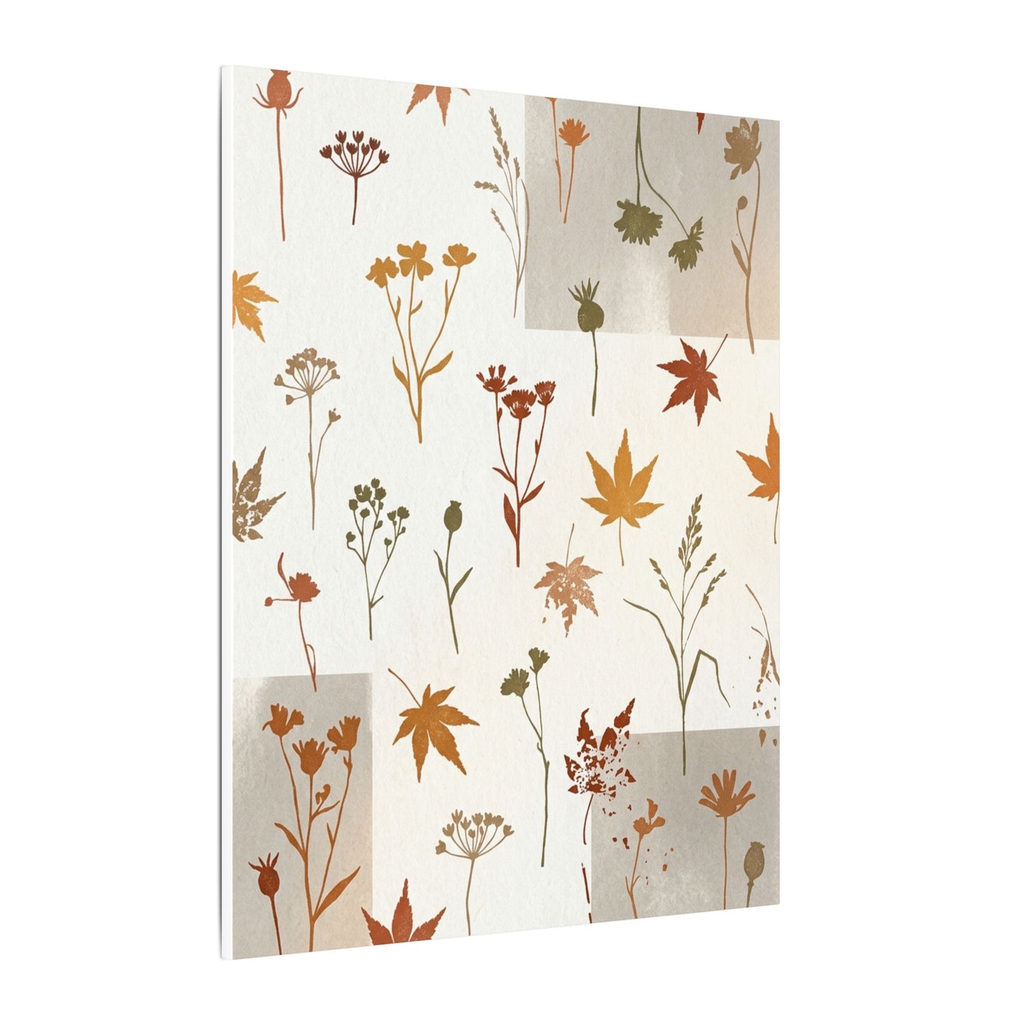 Autumn Dried Flowers Japanese Pattern Canvas Art | Elegant Decor