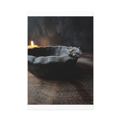 Ceramic Bowl Canvas Art | Winter Dark Japandi Shadow Zen Art