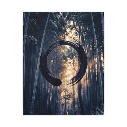 Bamboo Grove Canvas Art | Winter Zen Enso Art