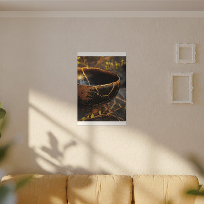 Kintsugi Ceramic Bowl in Golden Hour | Gold Vein Canvas Art
