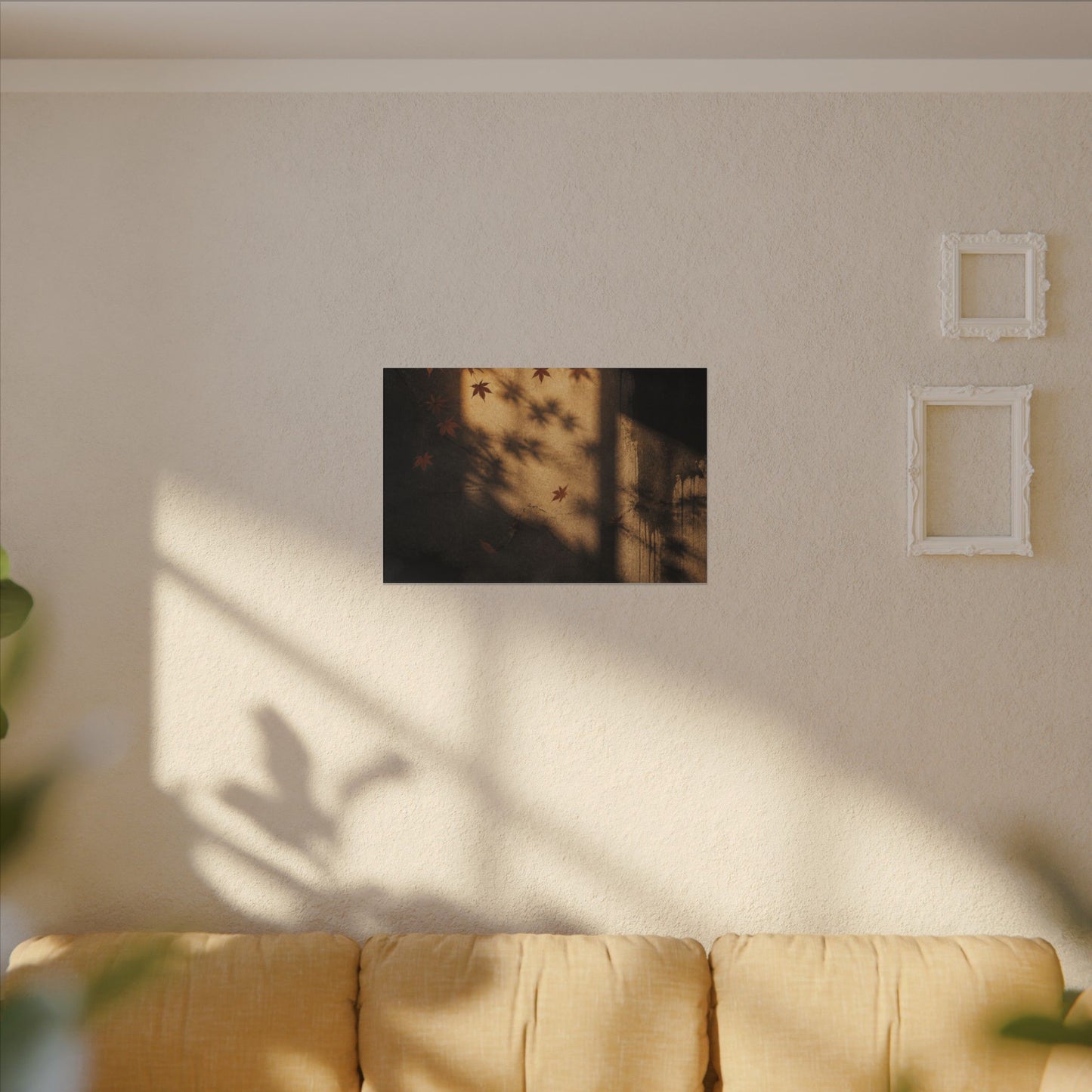 Shadow Play Canvas Art | Autumn Dark Japandi Charcoal Ink Art