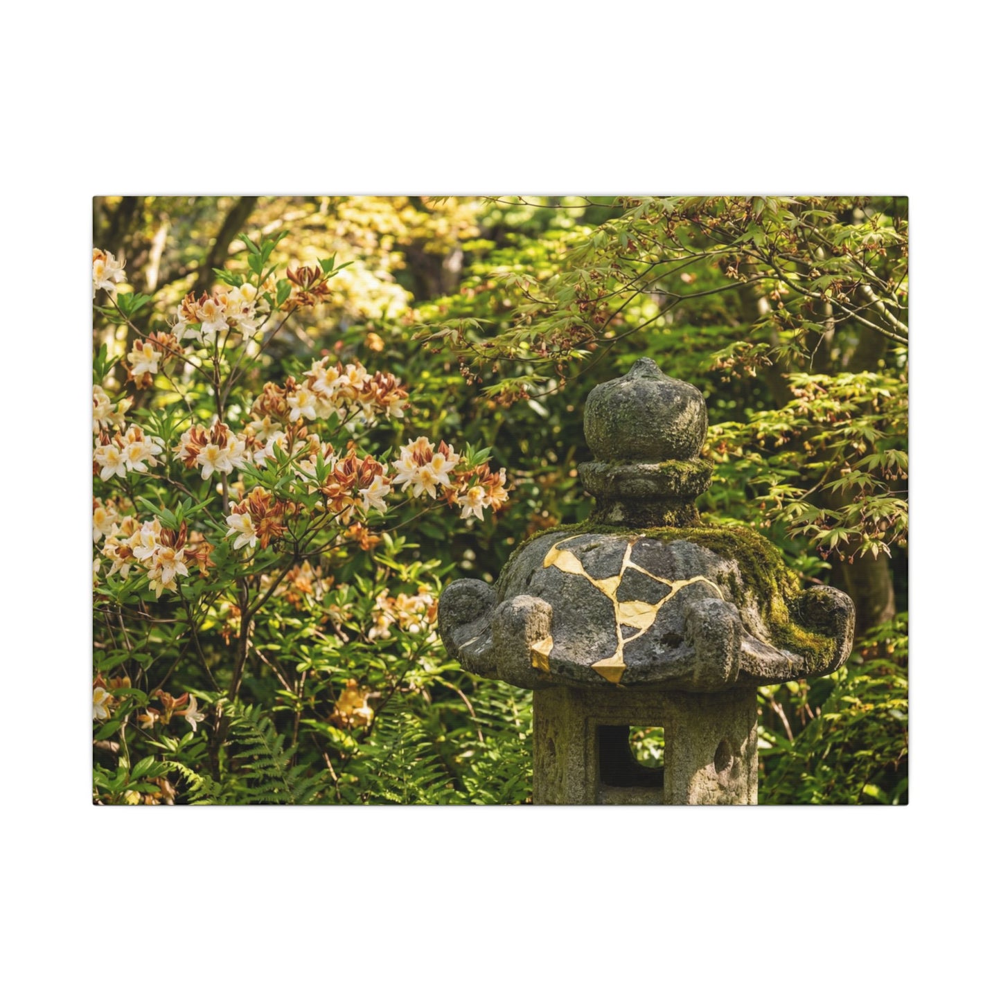 Spring Stone Lantern Gold Repair Canvas Art | Beautiful Decor