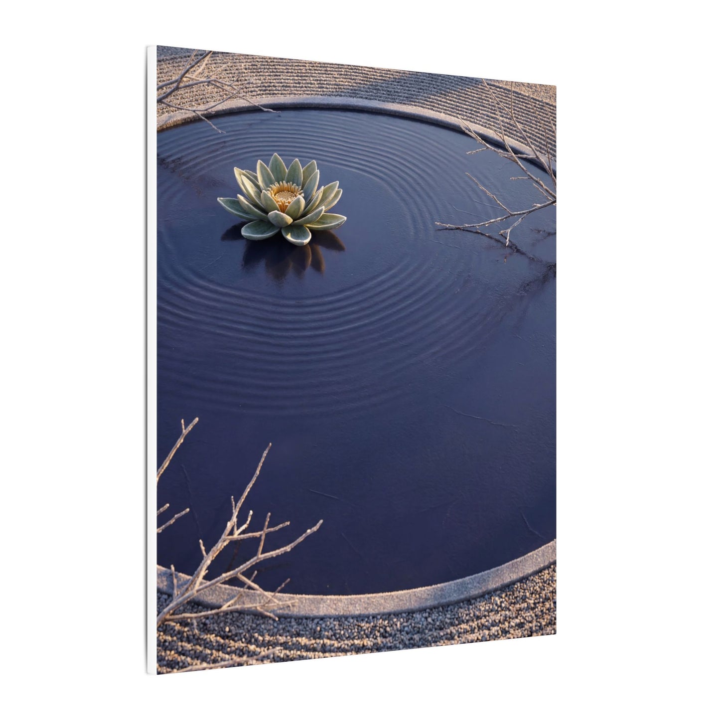 Lotus Flower Canvas Art | Winter Zen Karesansui Art