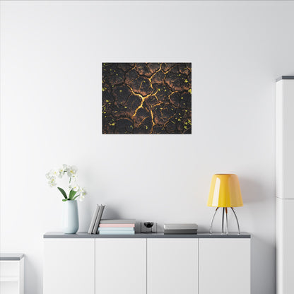 Cracked Earth Moody Minimal Canvas Art | Sophisticated Dark Japandi Art
