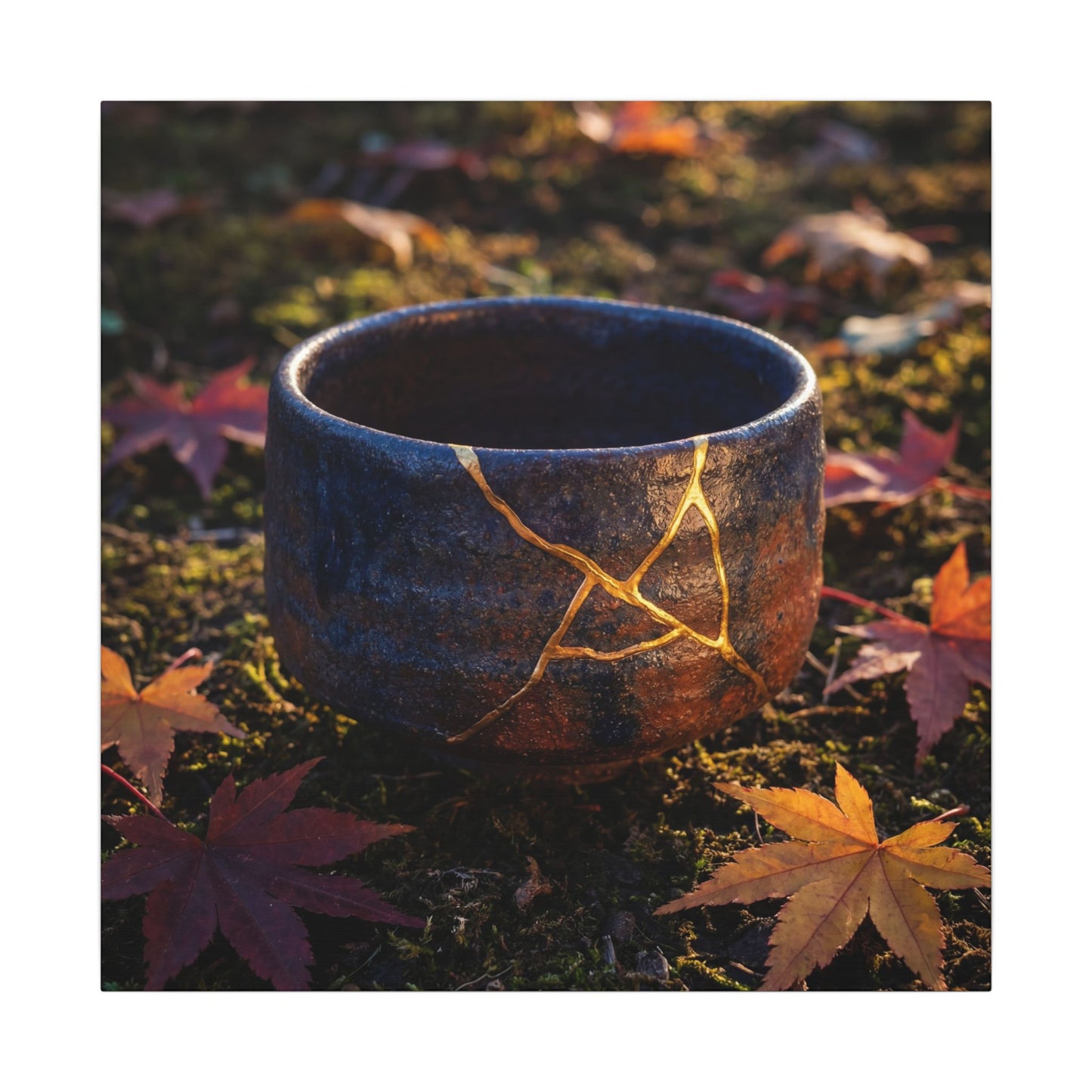 Kanso Moonlit Garden Canvas Art - Kintsugi Gold Repair