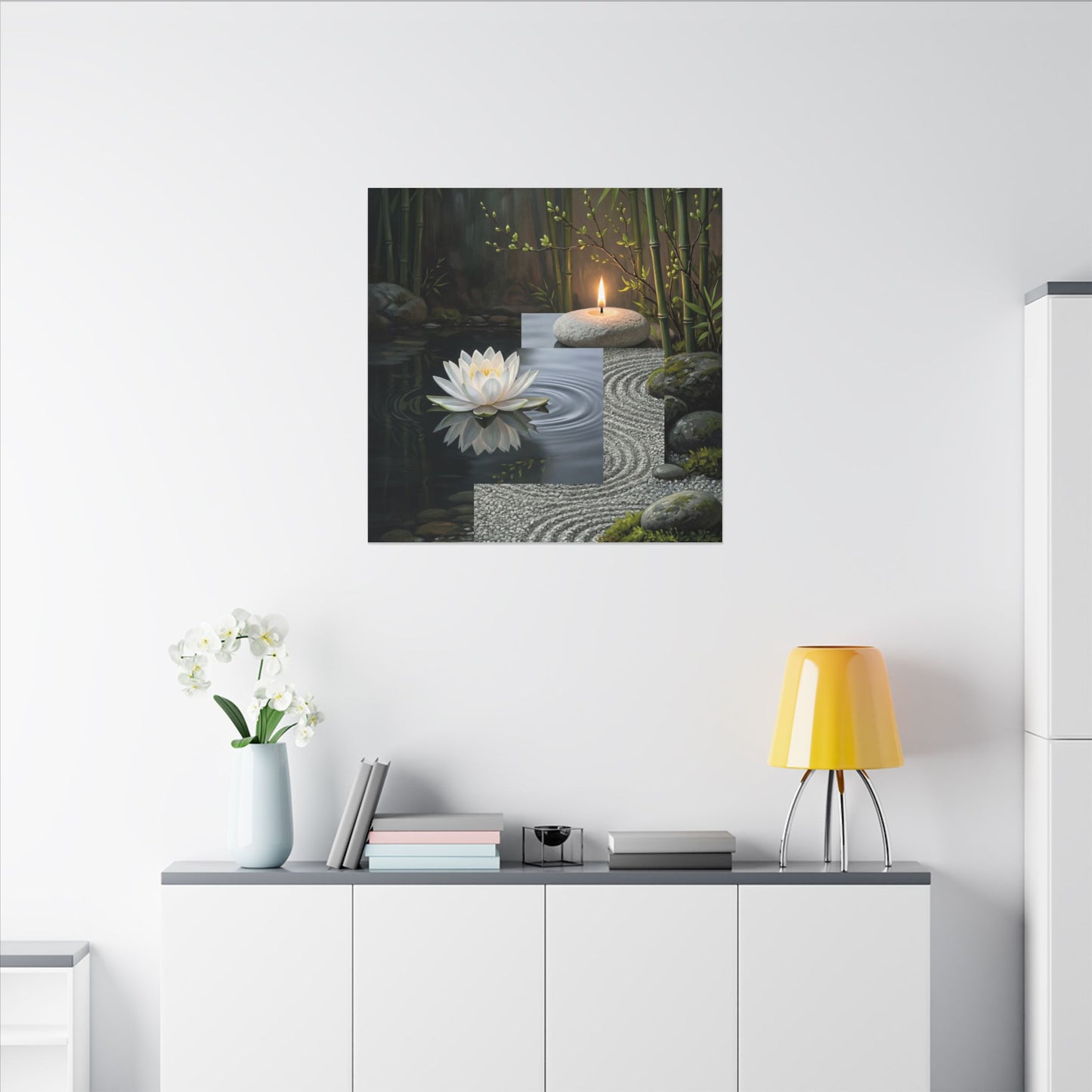 Candlelight Lotus Flower Canvas Art - Zen Kanso