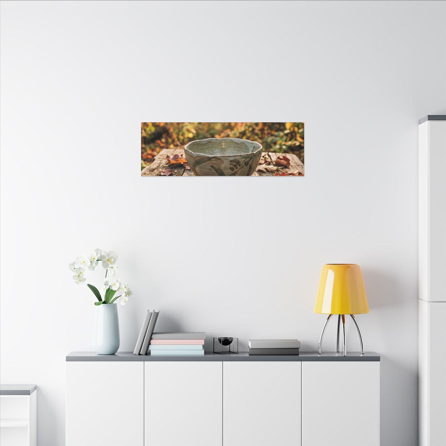 Golden Hour Ceramic Bowl Canvas Art - Japandi Fukinsei