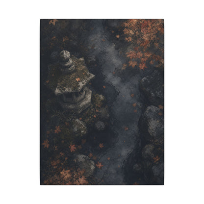 Stone Lantern Canvas Art | Autumn Japandi Texture Art