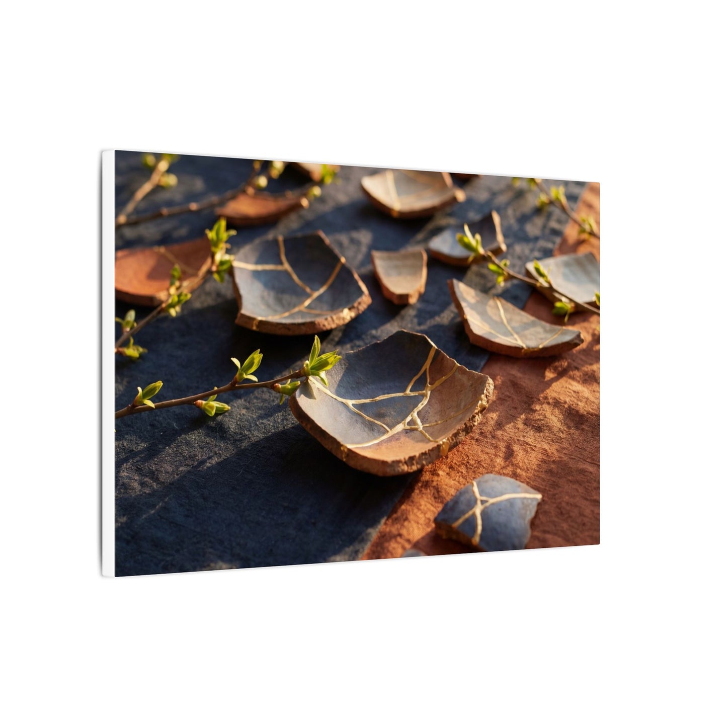 Spring Broken Pottery Gold Vein Canvas Art | Philosophical Decor