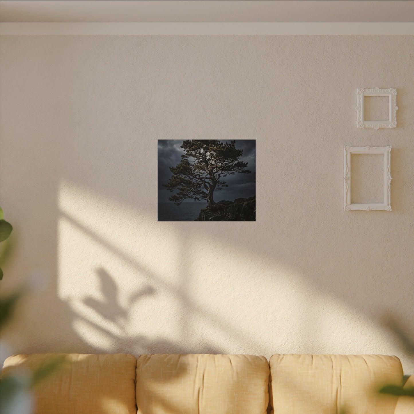 Dappled Pine Tree Canvas Art - Dark Japandi Fukinsei