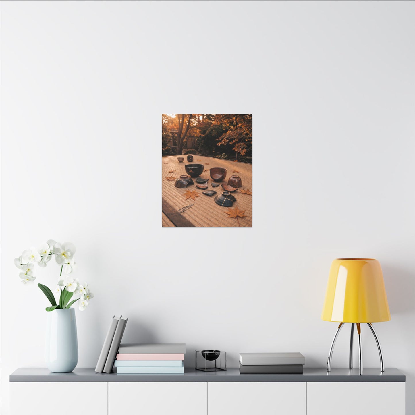 Golden Hour Tea Ceremony Canvas Art - Kintsugi Shibui