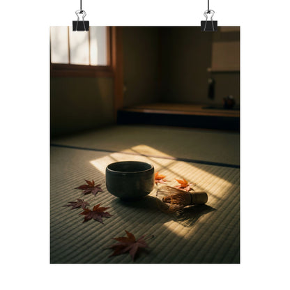 Tea Ceremony Wall Art Print | Autumn Dark Japandi Moody Minimal Art Art Print