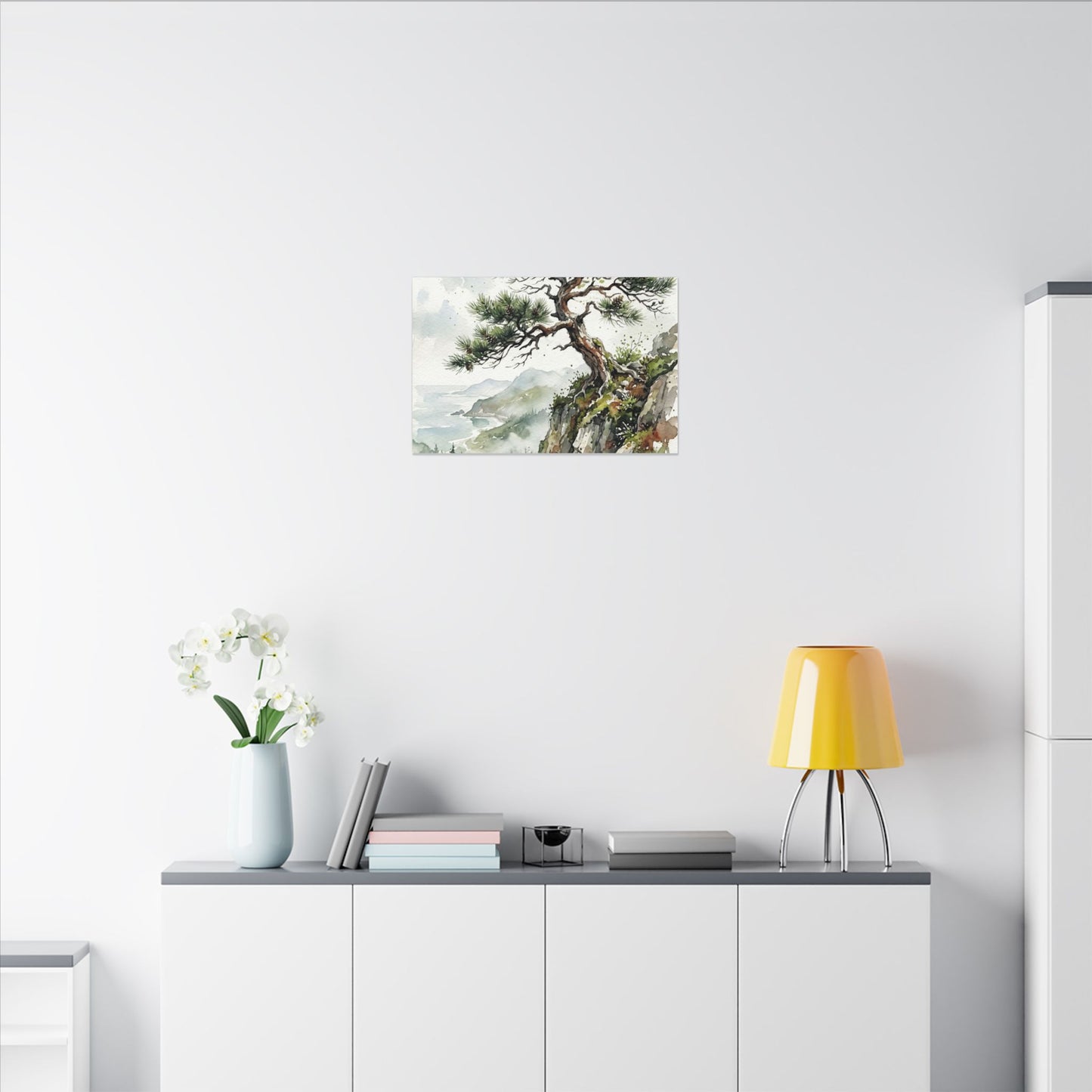 Pine Tree Spring Canvas Art | Japandi Neutral Design