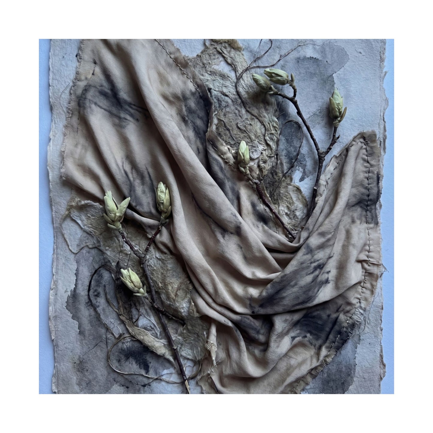 Japandi Silk Drape in Moonlight | Texture Wall Art Print