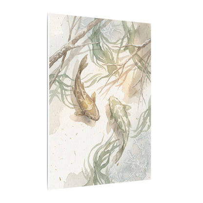Koi Pond Canvas Art | Winter Japandi Watercolor Art
