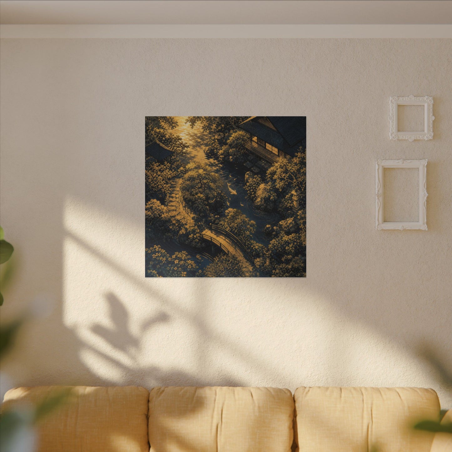Contemplative Moonlit Garden Canvas Art - Ukiyo E Inspired Zen