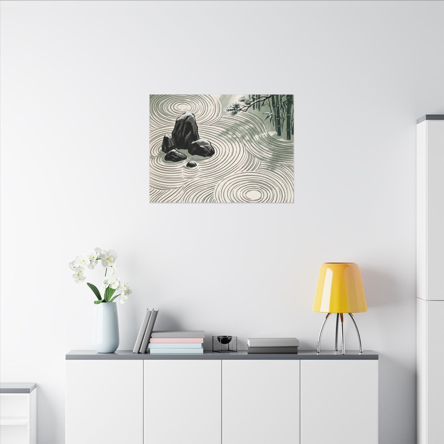 Shibui Rock Garden Canvas Art - Zen Ukiyo E Inspired