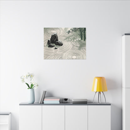 Shibui Rock Garden Canvas Art - Zen Ukiyo E Inspired