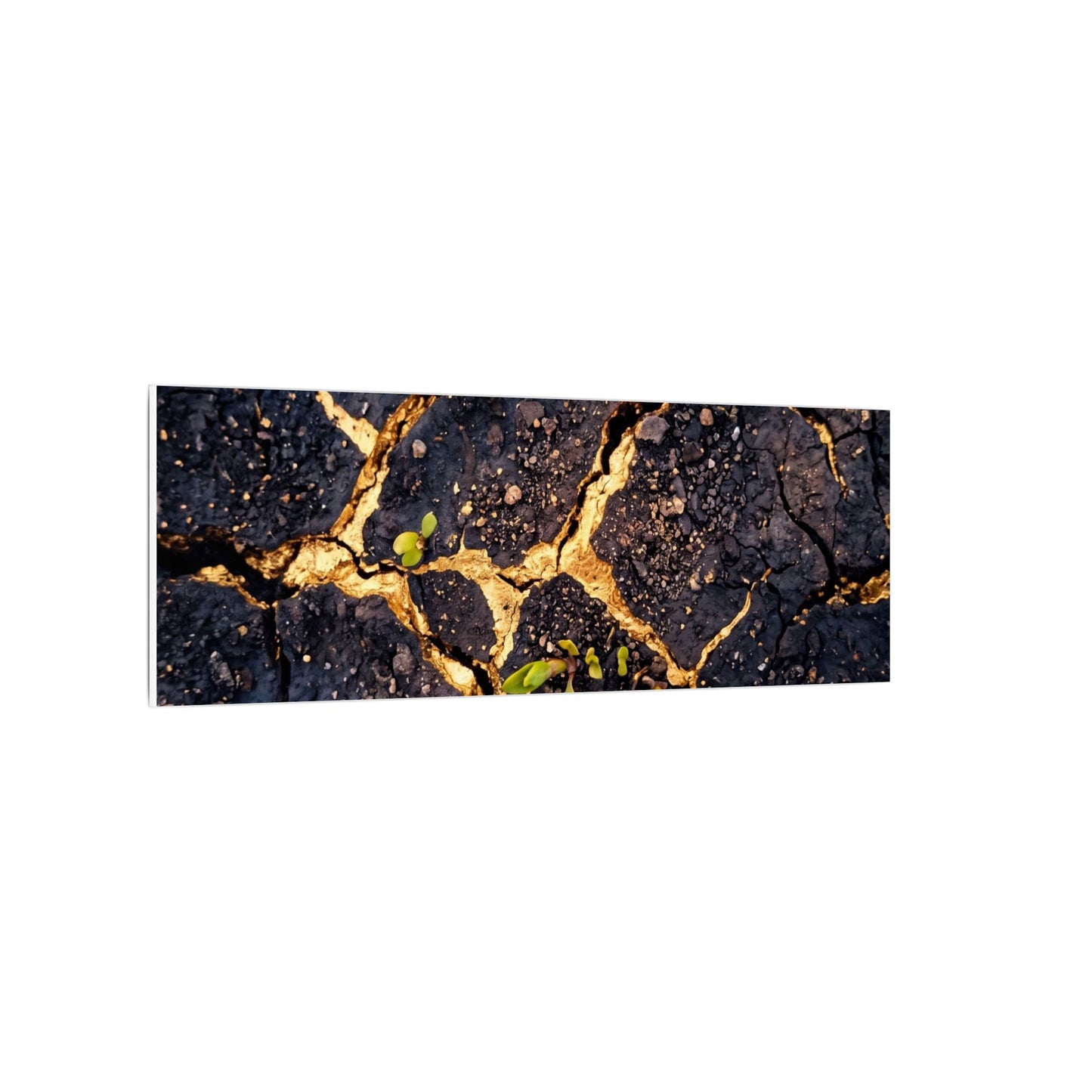Spring Cracked Earth Crackle Gold Canvas Art | Healing Decor