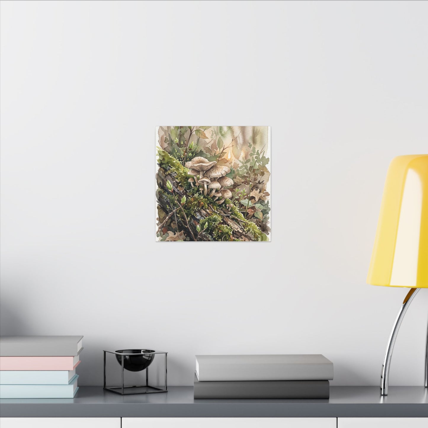 Wild Mushrooms Canvas Art | Spring Japandi Watercolor Art