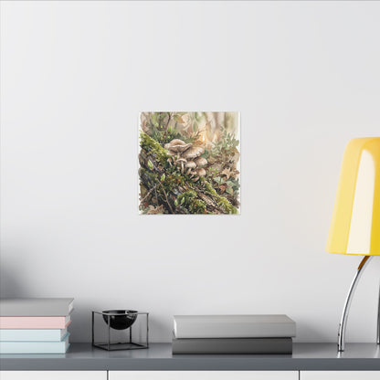Wild Mushrooms Canvas Art | Spring Japandi Watercolor Art