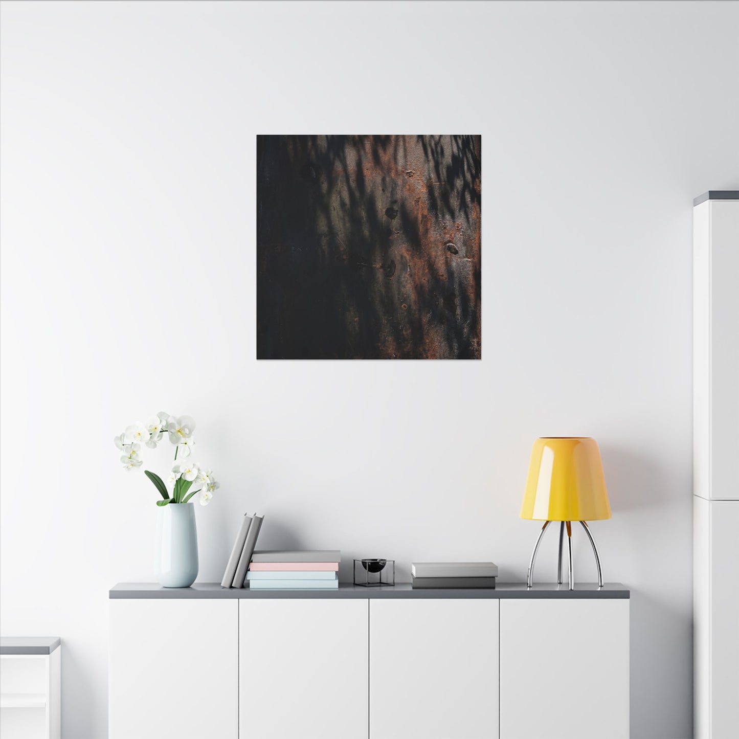 Rust Patina Shadow Zen Canvas Art | Luxurious Dark Japandi Art
