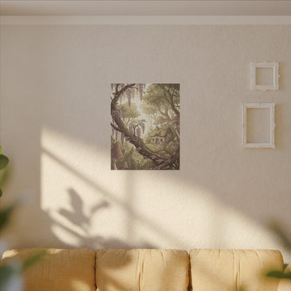 Summer Wisteria Mushroom Illustration Canvas Art | Enchanting Decor