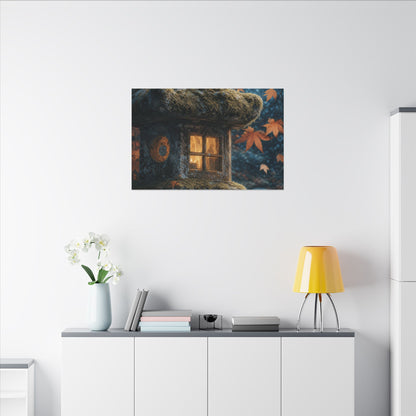 Autumn Stone Lantern Forest Whimsy Canvas Art | Earthy Decor