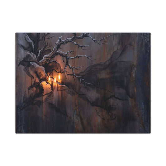 Winter Rust Patina Charcoal Ink Canvas Art | Atmospheric Decor Art Print