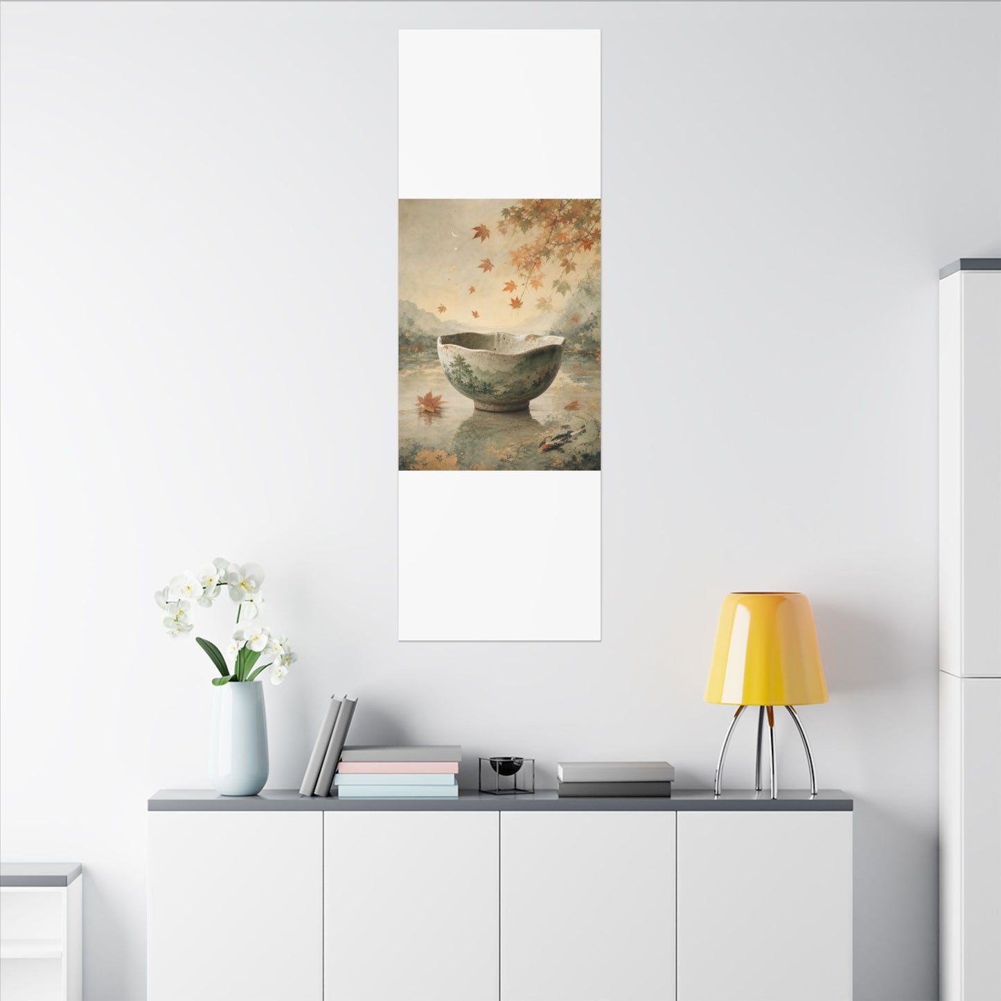 Autumn Ceramic Bowl Watercolor Canvas Art | Cozy Decor